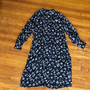 Second Female Navy Blue sheer Long sleeve FL dress